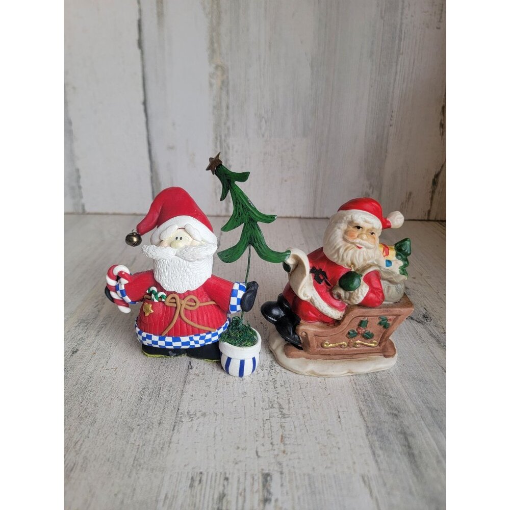 Santa Claus claydough tree candy‎ cane ceramic santa variety set xmas